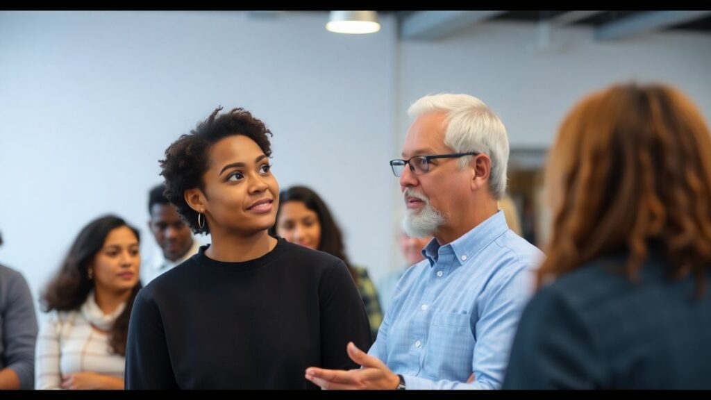 People connecting and supporting each other.