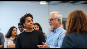 People connecting and supporting each other.