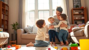 Family and therapist in a supportive ABA therapy session.