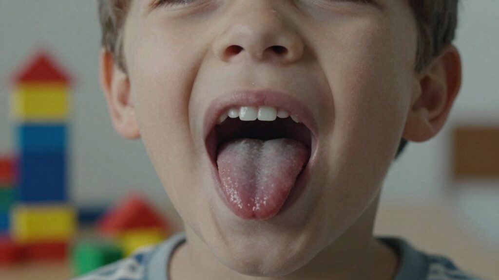 Child practicing speech sounds with colorful blocks.