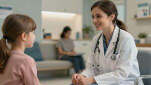 ABA clinician supporting a child in a behavioral health setting.